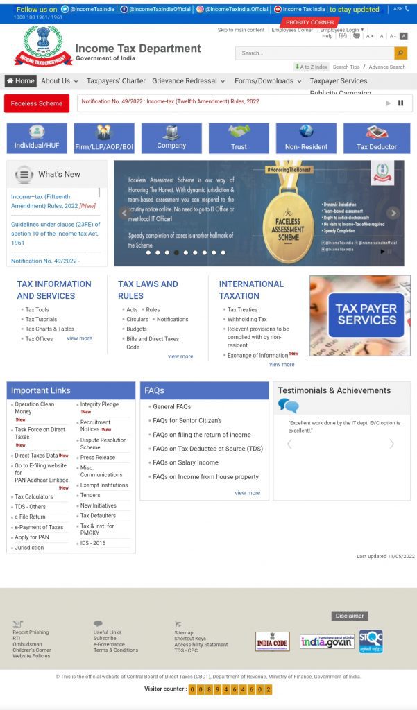 Income Tax website